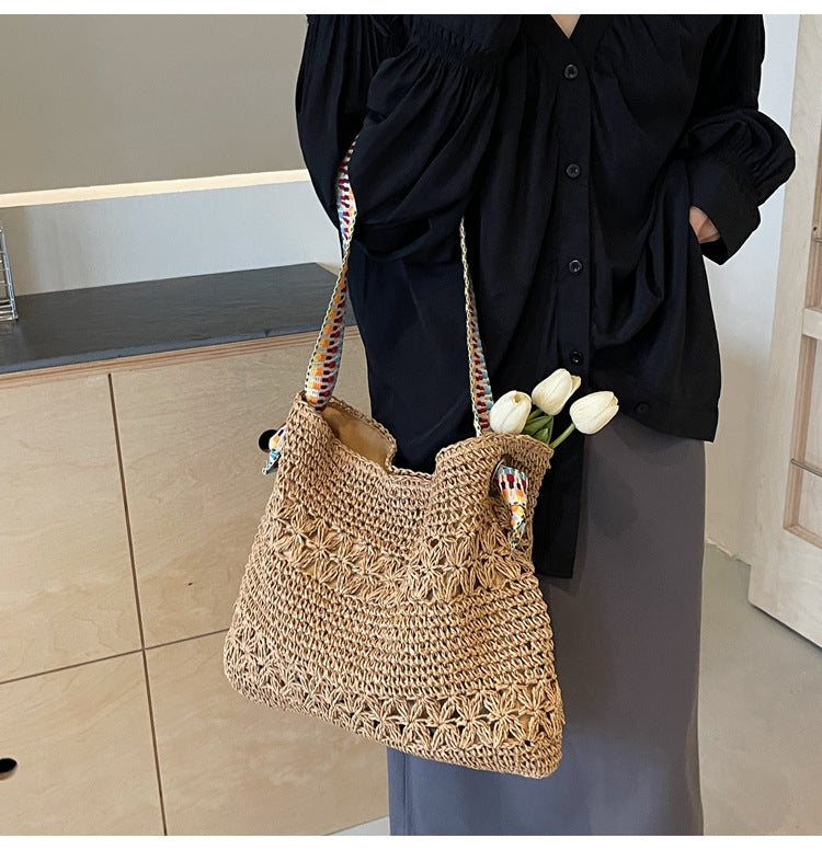 Women's Large Capacity Woven Straw Beach Tote Bag - Summer Shoulder Bag 2025