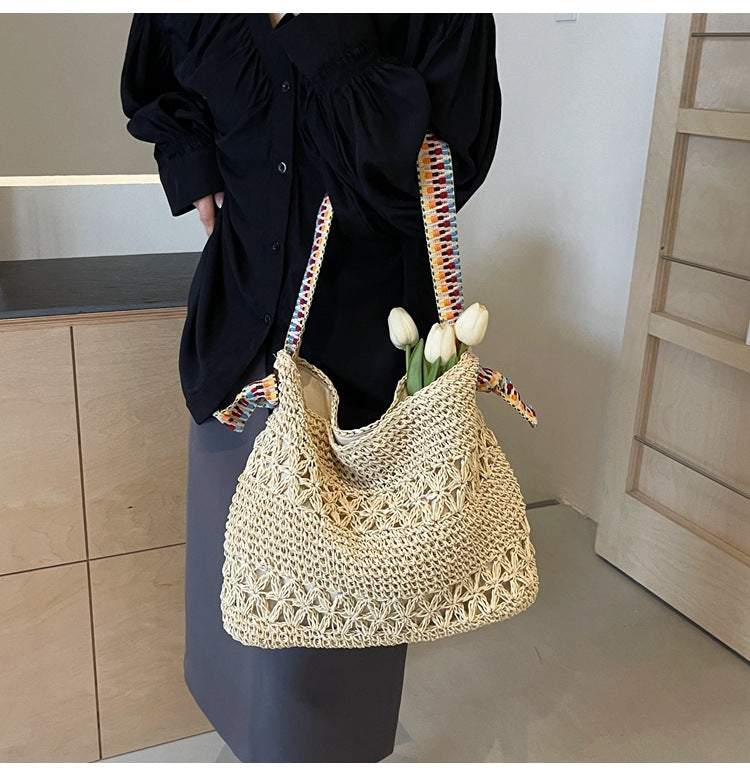 Women's Large Capacity Woven Straw Beach Tote Bag - Summer Shoulder Bag 2025