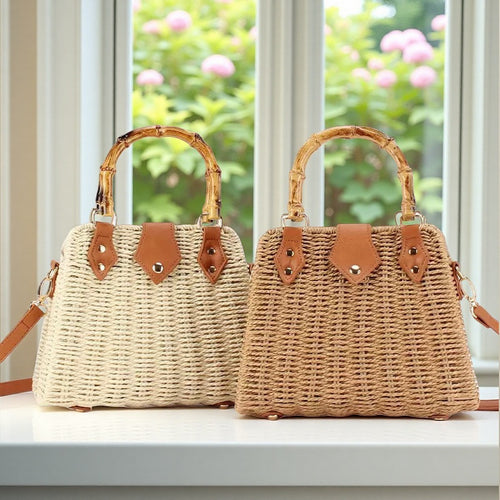 Light Luxury Bamboo Woven Square Bag - Iron Frame Crossbody Shoulder Bag