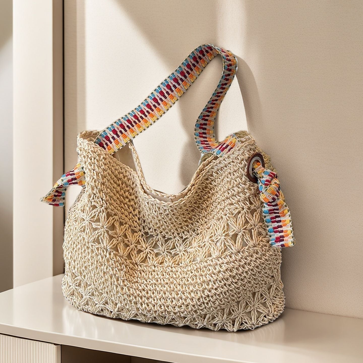 Women's Large Capacity Woven Straw Beach Tote Bag - Summer Shoulder Bag 2025