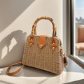 Light Luxury Bamboo Woven Square Bag - Iron Frame Crossbody Shoulder Bag