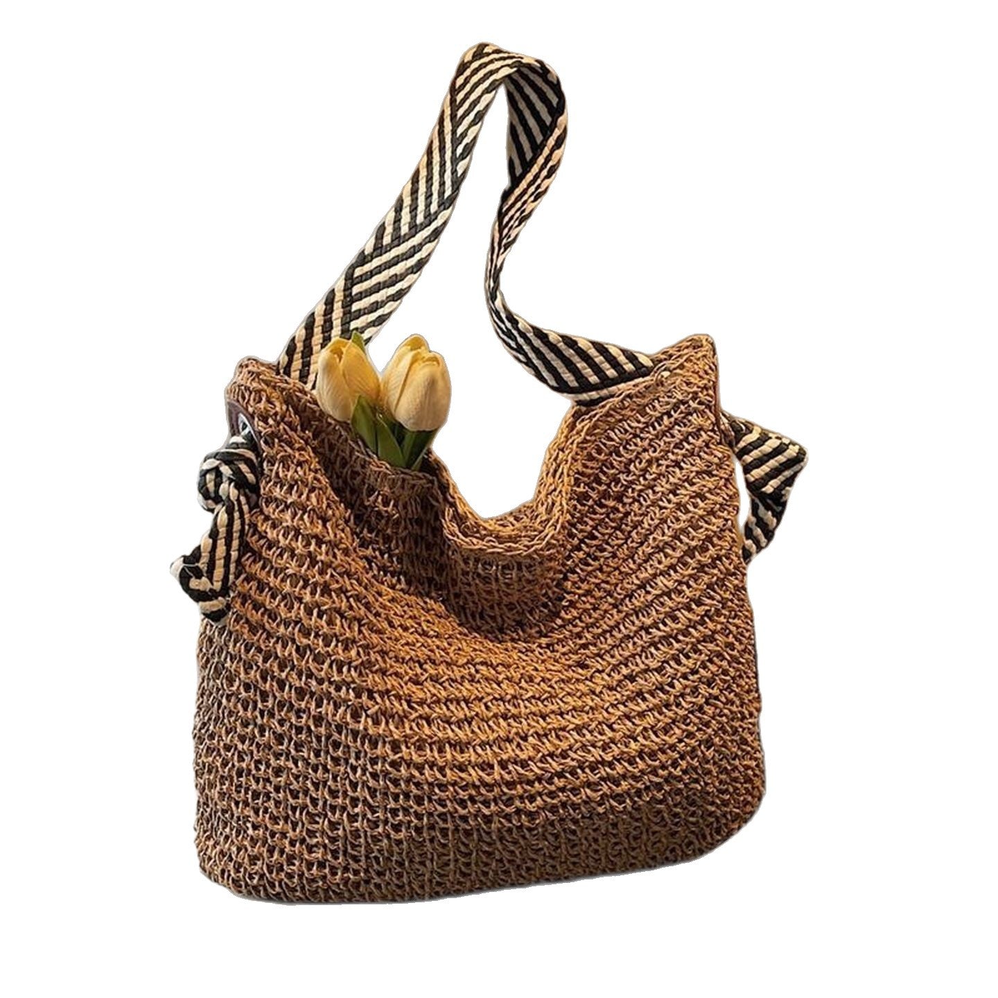 Women's Large Capacity Woven Straw Beach Tote Bag - Summer Shoulder Bag 2025